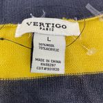 Vertigo Paris Vertigo Mustard Navy V-Neck Striped Open Front Cardigan L juniors NWOT Photo 1