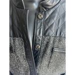Jaclyn Smith  black &white Tweed quilted Leather button up moto jacket size small Photo 9