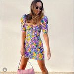 ZARA  Green Purple Yellow Floral Mini Corset Dress Womens Large Coquette Girl Photo 0