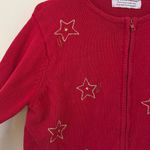 Tiara International Christmas Reindeer Red Knit Zippered Cardigan estimated size Medium Photo 6