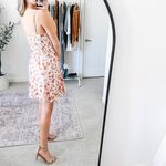 Willow Freddie Orange Floral Satin Cowl Neck Mini Dress Size M Photo 3