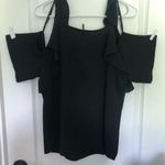 Love j Women's Cold Shoulder Casual Top Ruffle Round Neck Black Size Small Photo 1