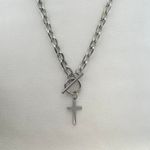 Cross Pendant Necklace for Men Women Streetwear Punk Hip Hop Unisex Style Silver Photo 1