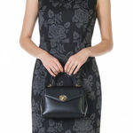 London Times NWT  Floral Ruffle Sheath Dress Womens 8 Black Knit Modest Church Photo 0