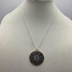 Vintage Y2K Blue Gemstones Clover Pattern Pendant 1.75” Wide With New Chain Photo 0