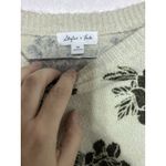 Skylar + Jade Sweater Women Medium Cream Gray Floral Knit Long Sleeve Sèzane Photo 1
