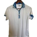 Fringe short sleeve golf top White Blue Polo size medium Photo 0