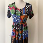 Jasmine VINTAGE  Petite by KVM 100% Rayon Tribal Print Dress Size Small Petite Photo 9