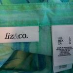 Liz & Co. L Green Blue Vertical Striped Top Size L Photo 2