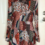 Romeo + Juliet Couture Bell Sleeve Pleated Lace Up Front Dress Size Med Rust Photo 0