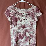 VINTAGE MAROON TOILE OCEAN PRINT MAXI DRESS Red Photo 1