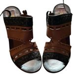 7 For All Mankind Women's Slingback Heels Size 8.5 Brown Stiletto Open Toe Photo 0