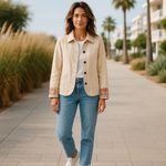 Denim & Co QVC Style Floral Embroidered Sleeves Stone Jacket
Size Medium Photo 3