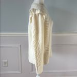 Talbots  Cable Knit Ruffle Crewneck Sweater Cream Ivory Soft Size Large Photo 4