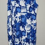 J. Peterman Blue Abstract Floral Princess Seamed Sweetheart Neckline Key Photo 0