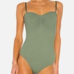 Free People Free PeopleCatch Up Bodysuit in Army Catch Up Bodysuit in Army Green M/L Photo 0