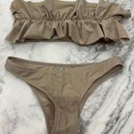 SheIn Tan Strapless Ruffle Bikini Photo 0