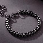 Link Chain Bracelet for Men Women Streetwear Unisex Hip Hop Style Black Photo 1