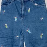 Vintage! Denim capri’s with cocktail embroidery Blue Size 12 Photo 1