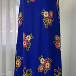 Royal Blue Floral Print Scoop Neck Sleeveless Lightweight Midi Dress Size M Photo 0