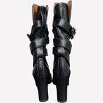 Chloé Chloe Black Pebbled Leather Paddington Wrap Straps Buckle Heeled Boots 36.5 6.5 Photo 4