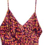 ZARA NEW SATIN EFFECT PRINT DRESS MAROON V-neck Wo Photo 2