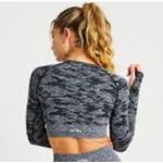AYBL  Evolve Seamless Camo Long Sleeve Crop Top Sz S Black Gray Compression‎ Photo 1