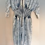 Retrofete Eti Denim Jumpsuit In Light Blue Acid Wash Size Small Photo 5