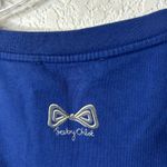 See By Chloe  Blue Day Dress Womens Size 4 Blue Gold Buttons Logo Bow Photo 3