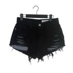 Pistola  Cutoff Distressed Jean Shorts Raw Ripped Hem High Rise Pockets 27 Black Photo 9