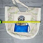 Cotton cloth tote bag purse beach bag w/ baby sloth painting in teacup tropical Blue Photo 6