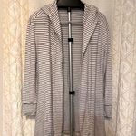 Daily Ritual Stripe Open Front Cardigan Hoodie LS M Oversized White Size M Photo 0