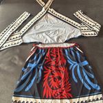 Women’s Summer Halter Neck Mini Dress Red & Blue Floral Print Tie Back Size S Black Photo 11