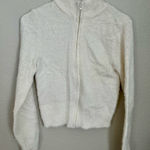 No Boundaries  Cream Fuzzy Zip-Up Sweater Size 7 Juniors | Soft Cozy Mock Neck Photo 0