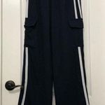Commense Womens Side Panel Cargo Sweatpants Drawstring Long Pants Navy Large NWT Blue Photo 3