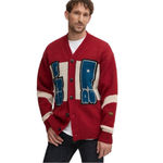 G-Star Raw Unisex Holiday Wool Cardigan Grandpa Chunky Red Beige Blue Sz Large Photo 1