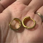 Vintage Gold Toned Faux Diamond Huggie Hoop Small Earrings Photo 3