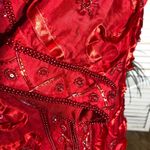 Roaman's Vintage Red Silk Beaded Sequin Rhinestone Blazer Coat 2X Photo 6