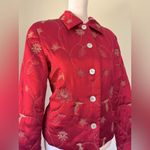 Susan Bristol Vintage Y2K  100% Silk Red Floral Embroidered Lightweight Jacket Photo 3