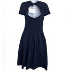 Valentino Garavani Valentino Ribbed Cutout Bow Dress Size Medium in Navy blue fit & flare Photo 8
