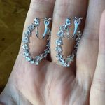 Natural White Topaz Sterling Silver Hoop Earrings Photo 1