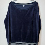 Victoria's Secret Victoria’s Secret Scoop Neck Navy Velour Long Sleeve Sweatshirt Size Medium Photo 0