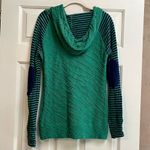 Evy’s Tree Pullover Hoodie Striped Sleeves Pocket Pouch Medium Green Photo 3