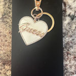 Guess White Gold Heart Los Angeles Keychain NWT Photo 0