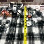 Driftwood  Black and White Plaid Shirt with Floral Embroidery XS Photo 5