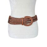 Women's unbranded brown braided stretch leather belt with leather buckle Photo 0