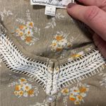 Hippie Rose  Floral Tan Blouse with Crochet Detail Photo 4