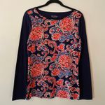 Lilly Pulitzer  Navy Blue Paisley Colorful Long Sleeve Shirt Women's size Medium Photo 0