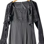 Vintage Black Whimsigoth Dress Bell Sleeve Velvet Goth Vampire Witchy Medium Photo 2