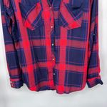 Stitch Fix Tinsel Hattie Button Down Top Womens Large Red Blue Plaid Viscose NEW Photo 2